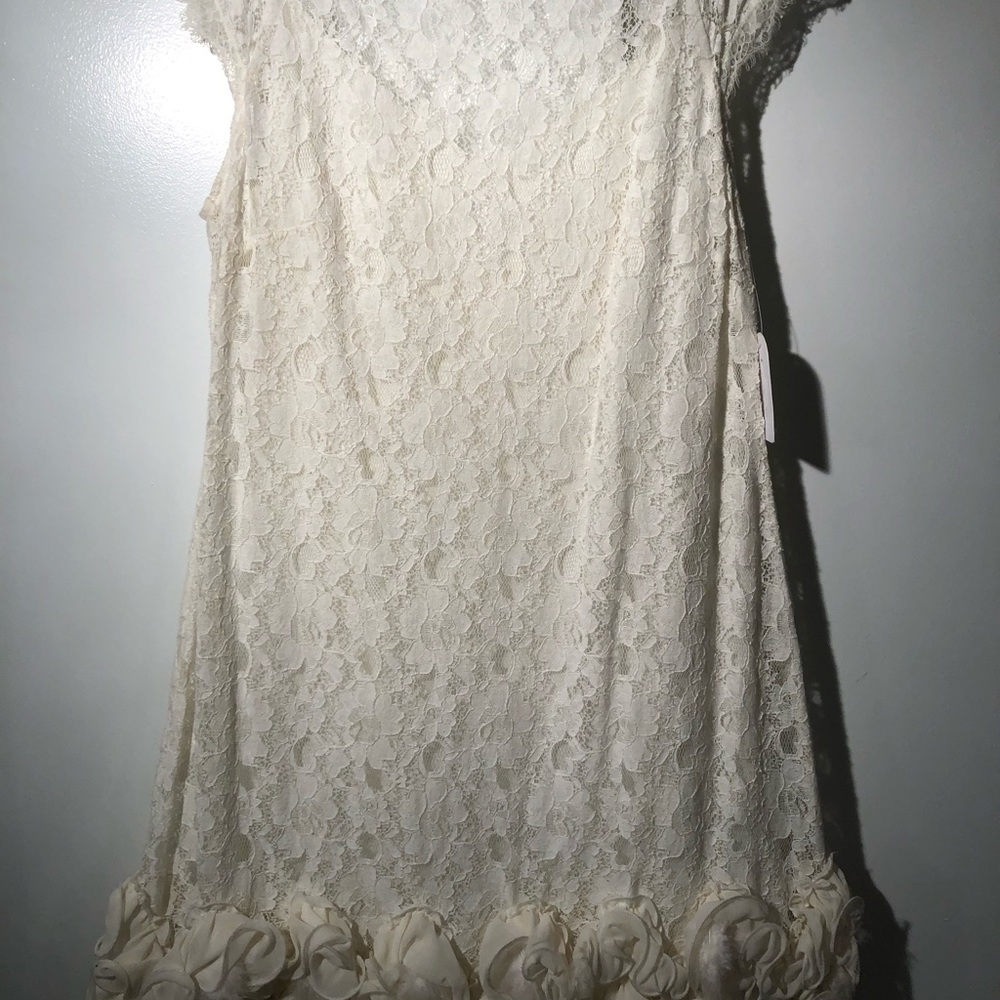 Jessica Simpson Feather Trim Lace Cocktail Dress